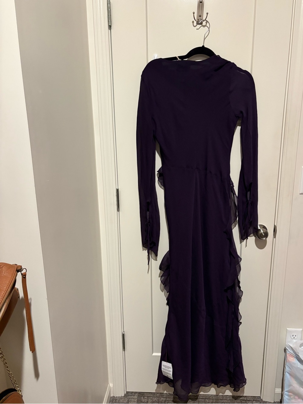 Daska chiffon maxi dress with frill details in purple Medium NWT - Picture 6 of 8